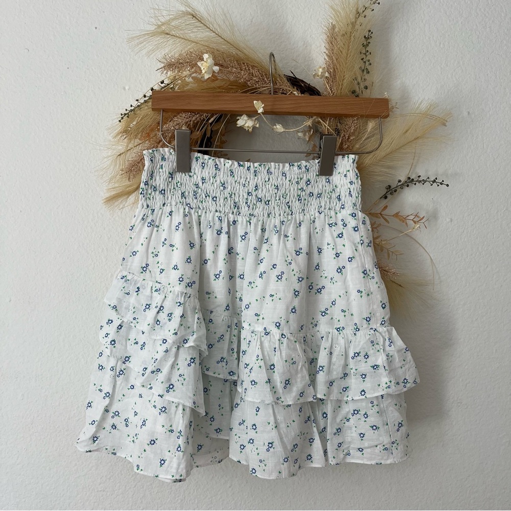 The Shirt By Rochelle Behrens Floral Smocked Mini Skirt